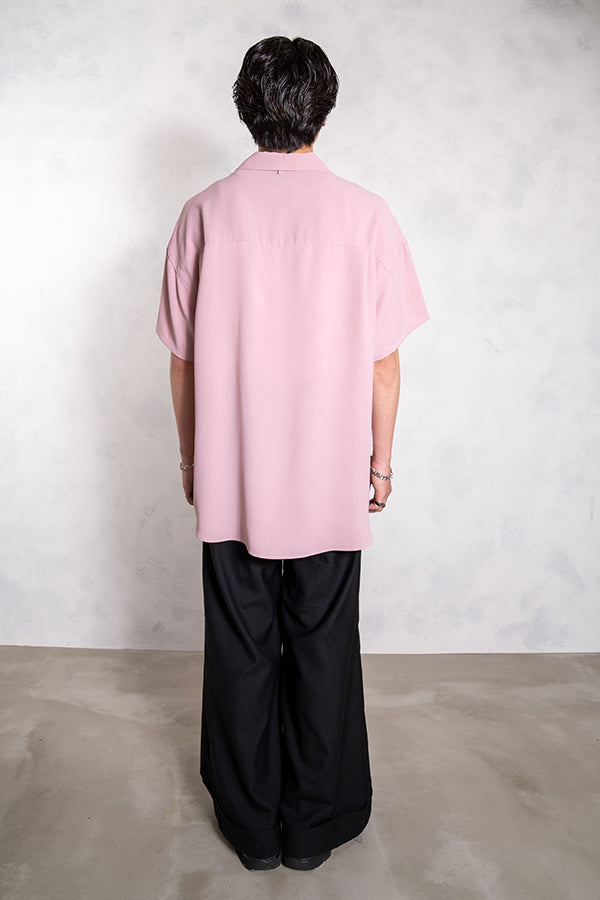 【INTERPLAY】 Open Collar S/S Over Size Shirt【2】-Smokey PINK-＜UNISEX＞ 623380025-72