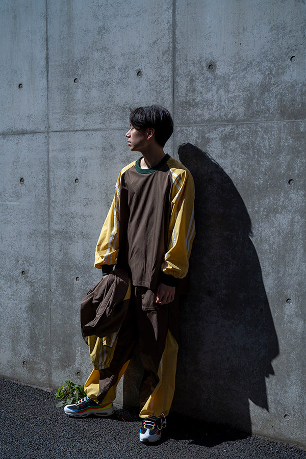 【Nora Lily】 Spring Track Pull Over(UNISEX)-BROWN x Mustard-224180072-42
