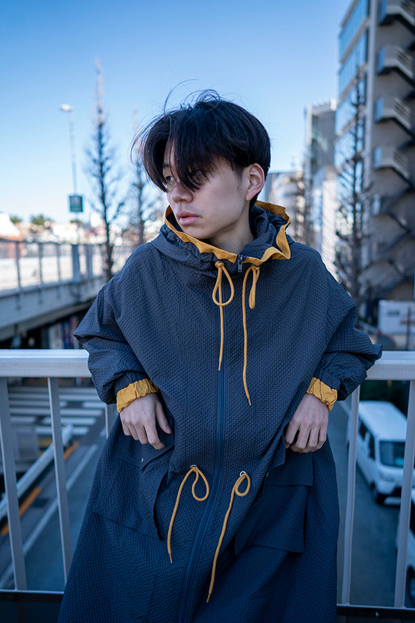 【Nora Lily】 Spring Hooded Coat(UNISEX)-CHARCOAL x Mustard-224142071-13