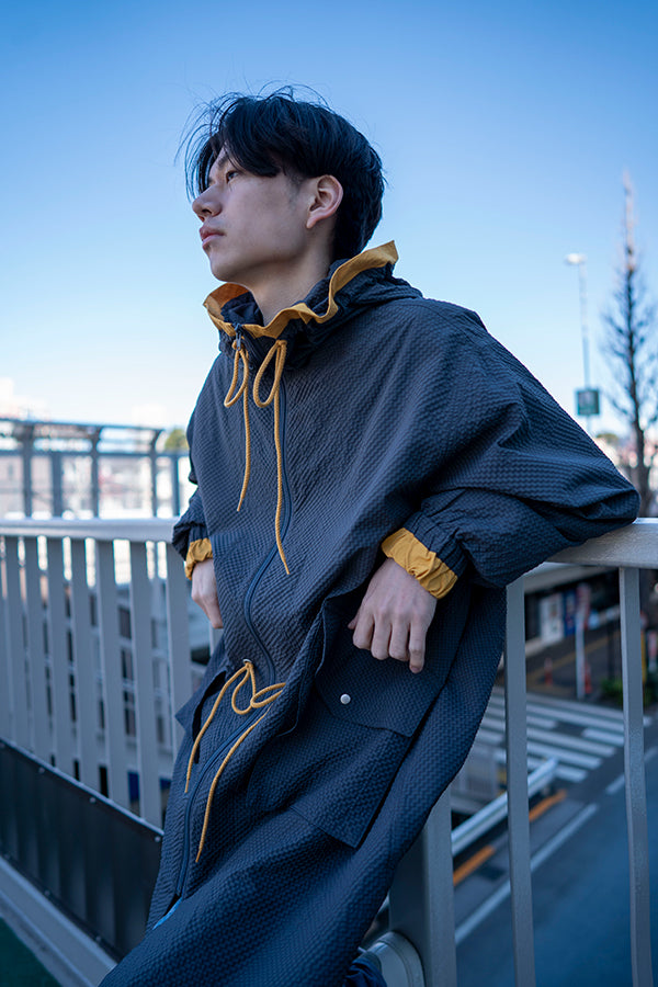 【Nora Lily】 Spring Hooded Coat(UNISEX)-CHARCOAL x Mustard-224142071-13