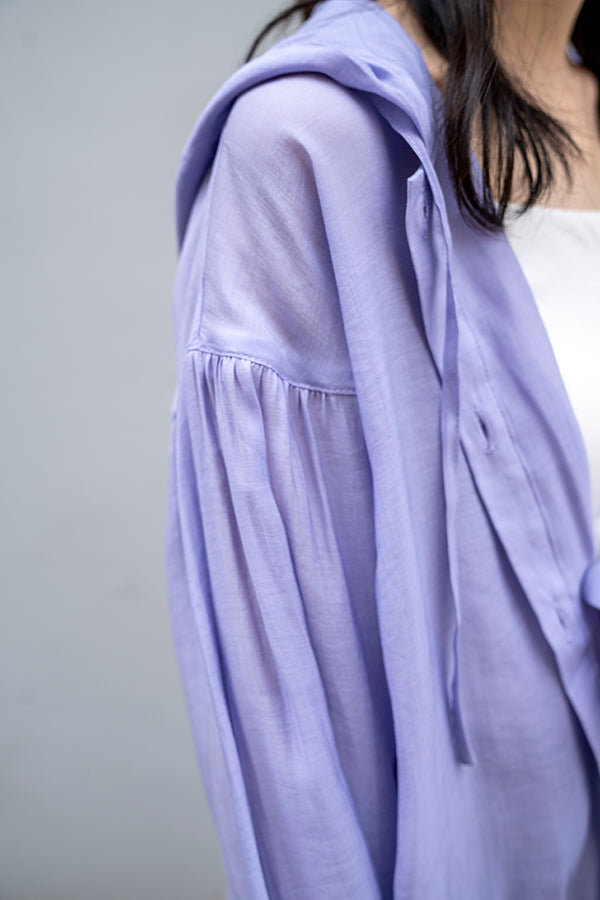 【Nora Lily】 See-through Hooded Shirt -LAVENDER-223380058-81