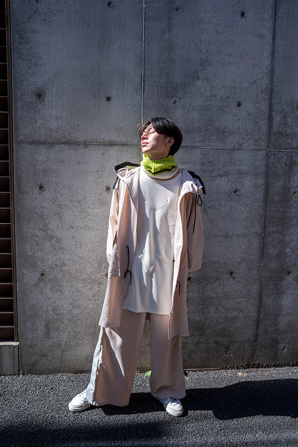 【Nora Lily】 Spring Hooded Coat(UNISEX)-Light BEIGE x Black-224142071-50