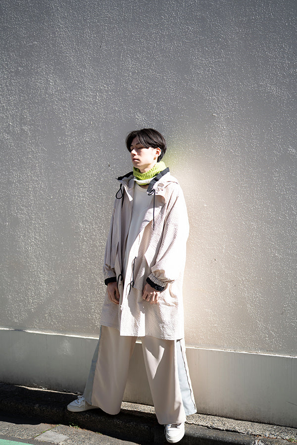 【Nora Lily】 Spring Hooded Coat(UNISEX)-Light BEIGE x Black-224142071-50
