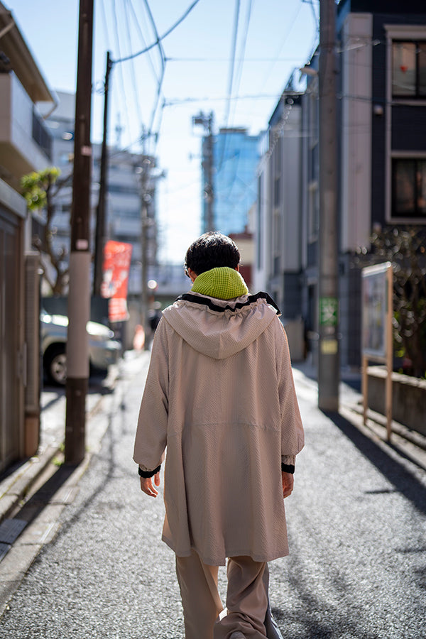 【Nora Lily】 Spring Hooded Coat(UNISEX)-Light BEIGE x Black-224142071-50