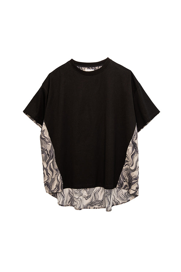 【NoraLily】Docking S/S Combi-Pullover【2】(UNISEX)-BLACK x wave pt-