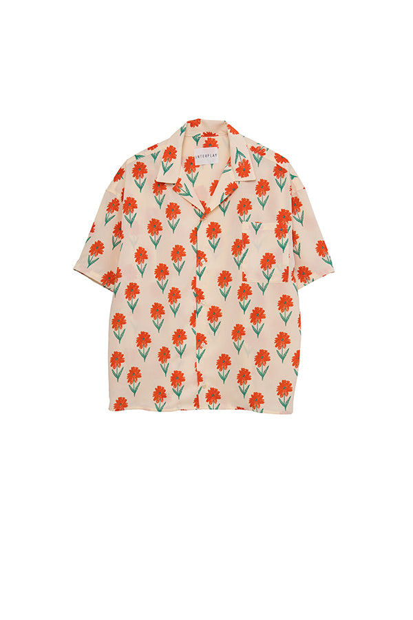 【INTERPLAY x TAKERU】 Hawaiian & Floral Shirt(UNISEX)-WHITE-  623180027-01