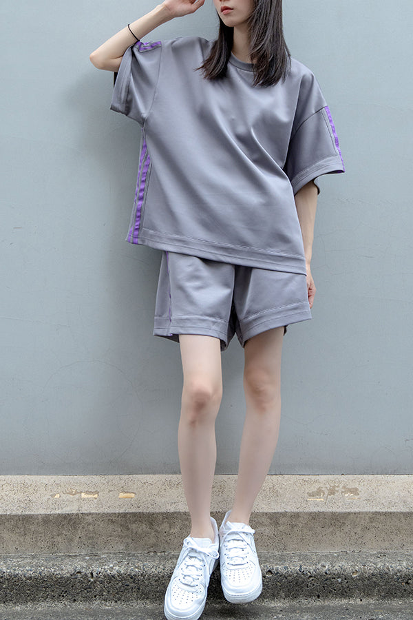 【Nora Lily】Jersey Line S/S Pullover<UNISEX> -GREY x pur-223380060120