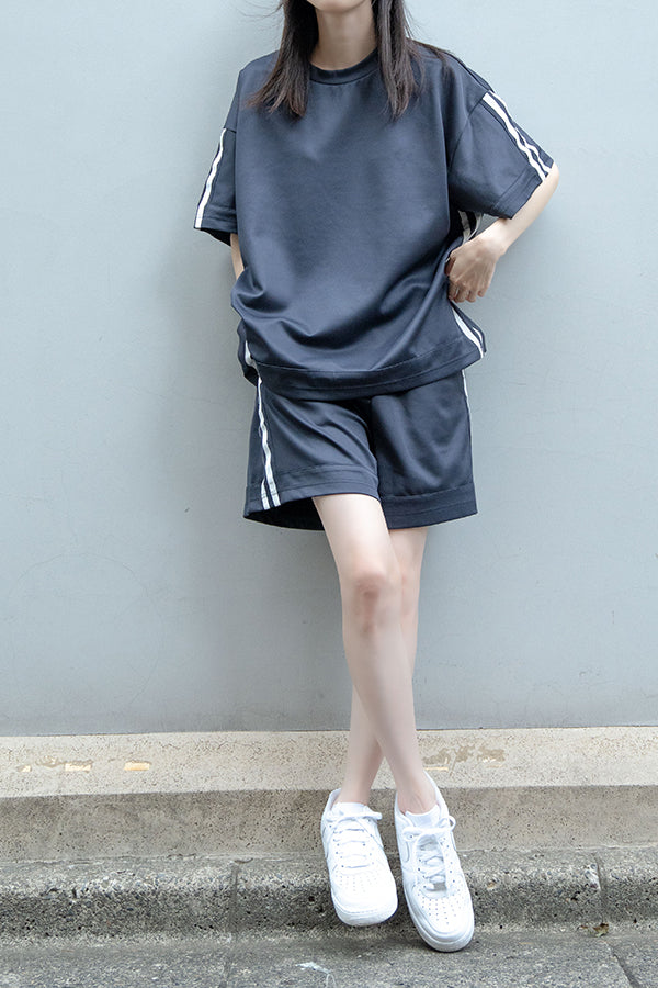【Nora Lily】Jersey Line S/S Pullover<UNISEX> -CHARCOAL x wht-223380060130