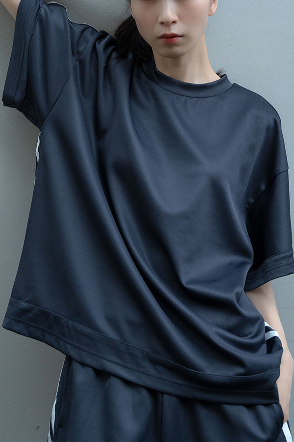 【Nora Lily】Jersey Line S/S Pullover<UNISEX> -CHARCOAL x wht-223380060130