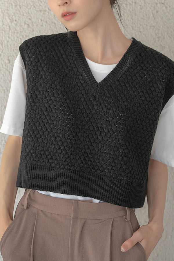 【Nora Lily】 Warm Short Knit Vest(Women) -BLACK-223512007-19