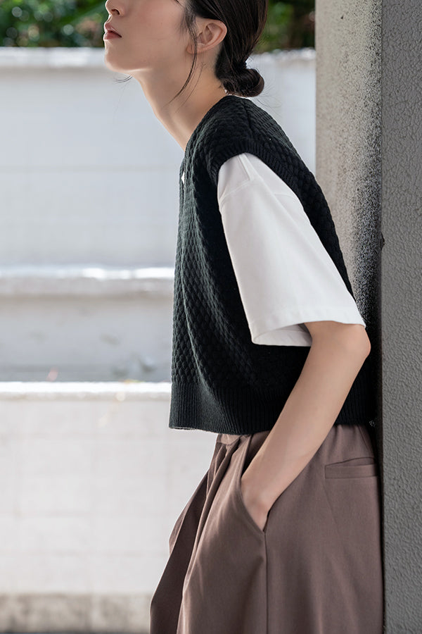 【Nora Lily】 Warm Short Knit Vest(Women) -BLACK-223512007-19