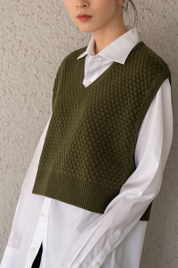 【Nora Lily】 Warm Short Knit Vest(Women) -KHAKI-223512007-27