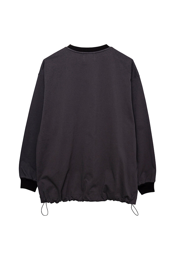 【INTERPLAY x たいが】 Combination Color Drawstring Long Sleeve Tops(UNISEX)-CHARCOAL- 623580014-13