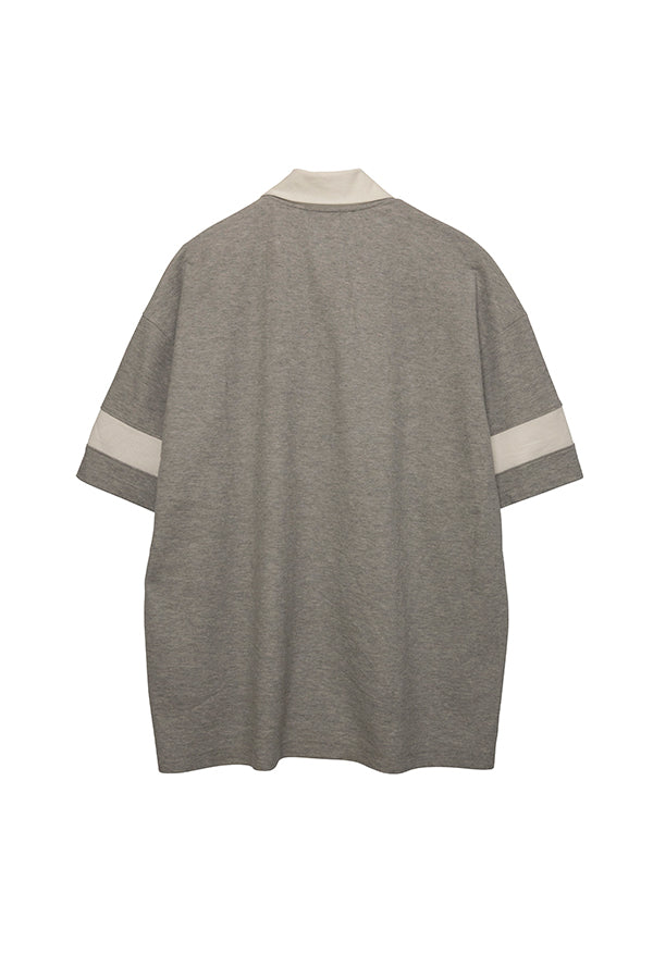 【NoraLily】Loose Polo Bi-color S/S Top-GREY x White- (UNISEX)