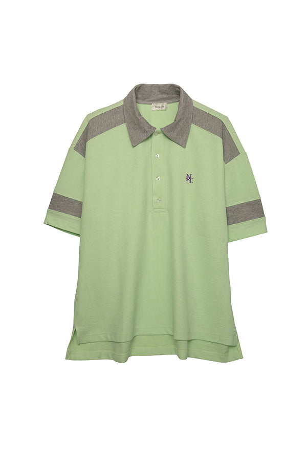 【NoraLily】Loose Polo Bi-color S/S Top-MINT x Light Grey- (UNISEX)