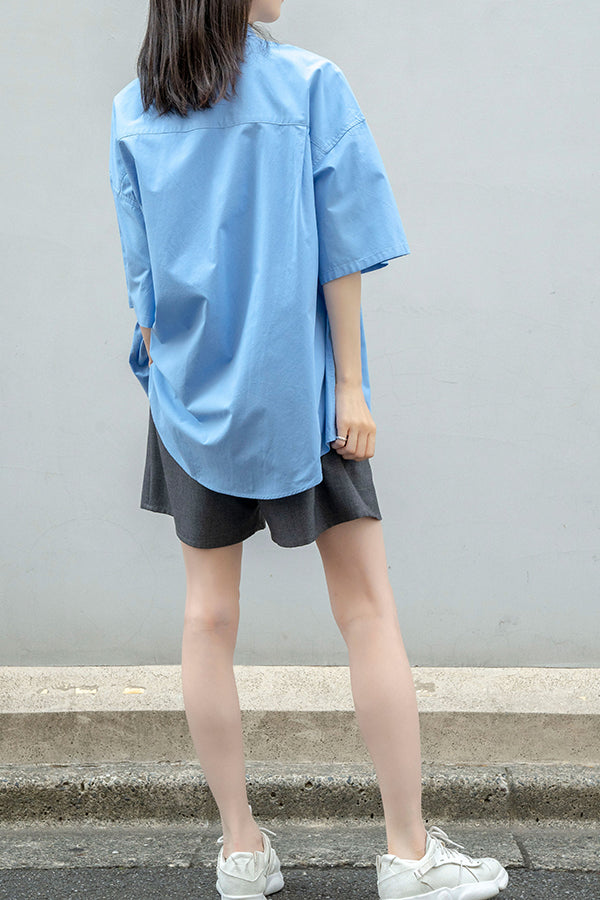 【Nora Lily】BASIC Wide S/S Shirt<UNISEX> -SAX Blue-223380051-90