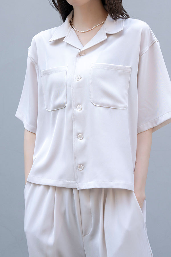 【Nora Lily】Open Collar Square Shirt【2】＜UNISEX＞ -IVORY-223380057-04