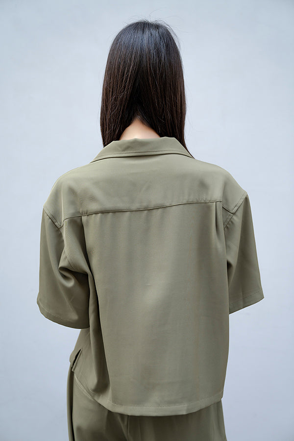 【Nora Lily】Open Collar Square Shirt【2】＜UNISEX＞ -KHAKI-223380057-27