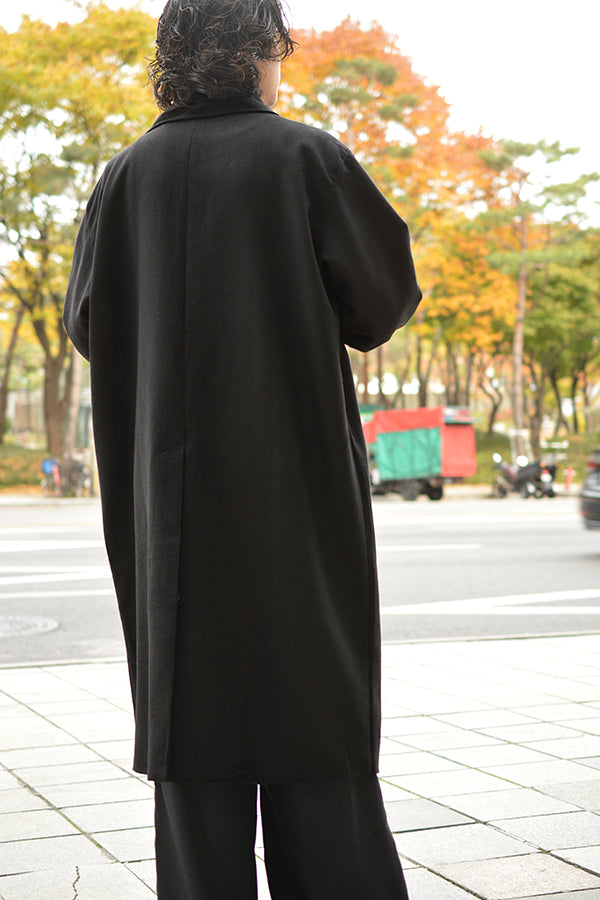 【INTERPLAY x TAKERU】 Herringbone Long Coat(Men)-BLACKヘリンボーン- 623542005-19