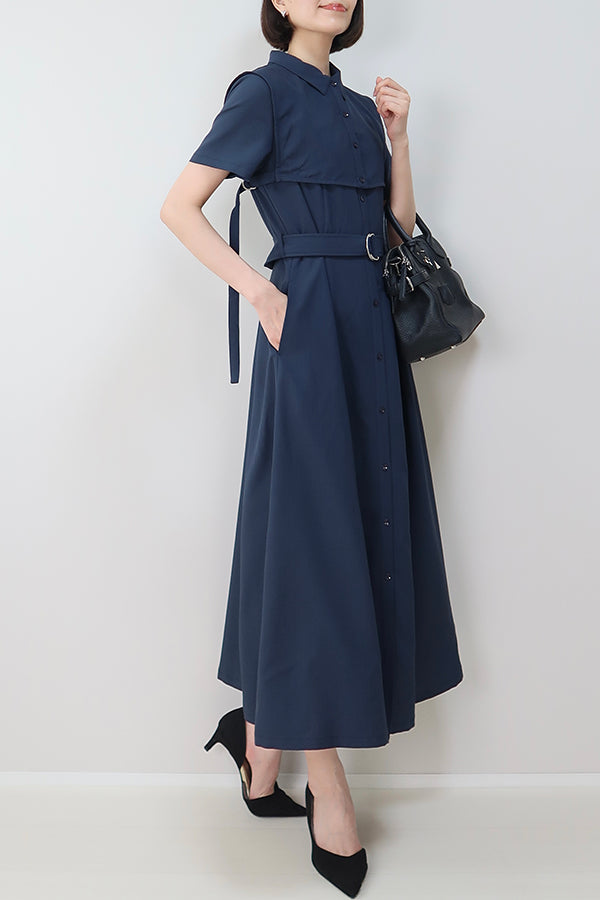 【INTERPLAY x MAYUKO】Breeze Layer Dress-Navy-625150001-93F