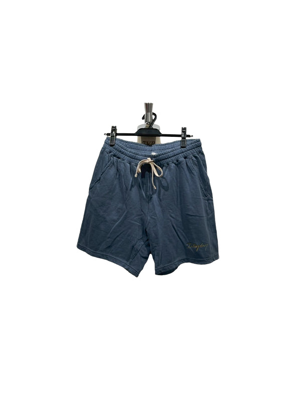 【INTERPLAY】Script EMB. LOGO Garment Dyed 6.4 oz Sweat Shorts Ivory/Pepper Black/Blue Jean 625120022-04/19/92M