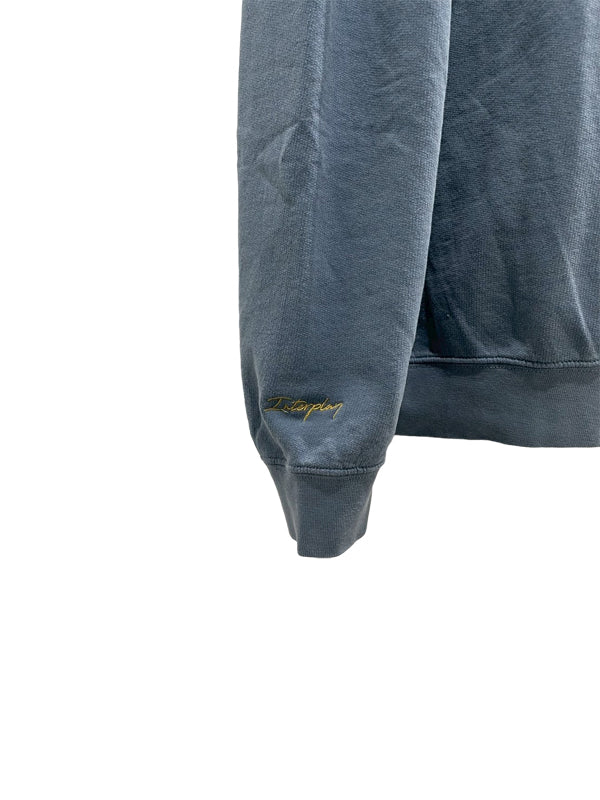 【INTERPLAY】Script EMB. LOGO Garment Dyed 6.4 oz Sweat Ivory/Pepper Black/Blue Jean 625120021-04/19/92L