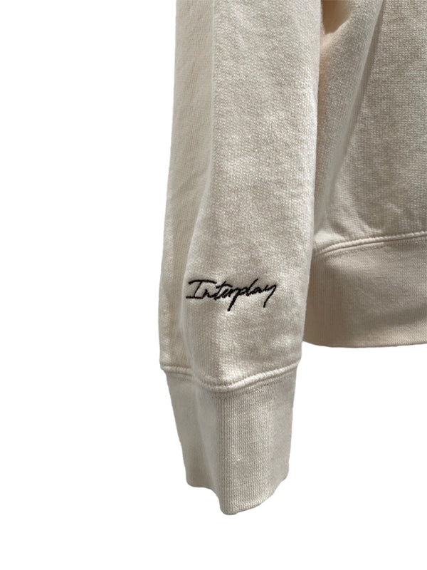 【INTERPLAY】Script EMB. LOGO Garment Dyed 6.4 oz Sweat Ivory/Pepper Black/Blue Jean 625120021-04/19/92L
