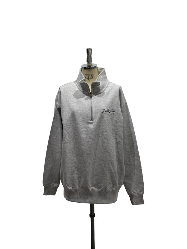 【INTERPLAY】Script EMB. LOGO Half Zip Pull Over Sweat White(white)/Ash Grey(grey) 625120023-01/11XL