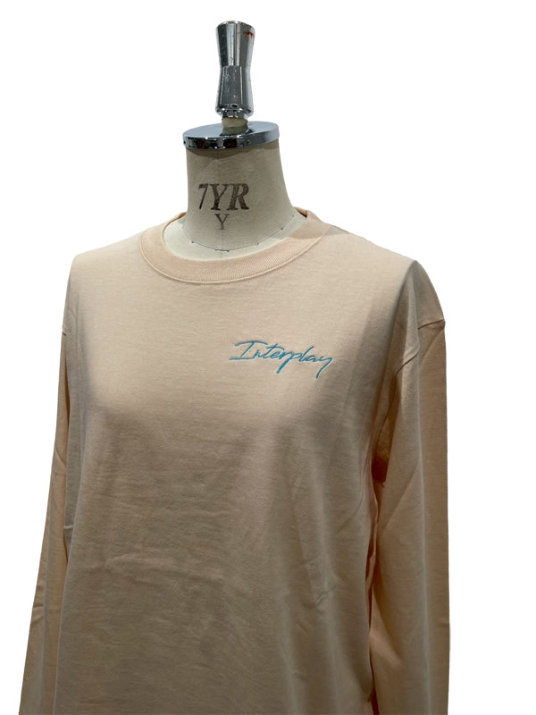 【INTERPLAY】Script EMB. LOGO Long Sleeve Tee Shirt White/Natural/Black 625120020-01/04/19L