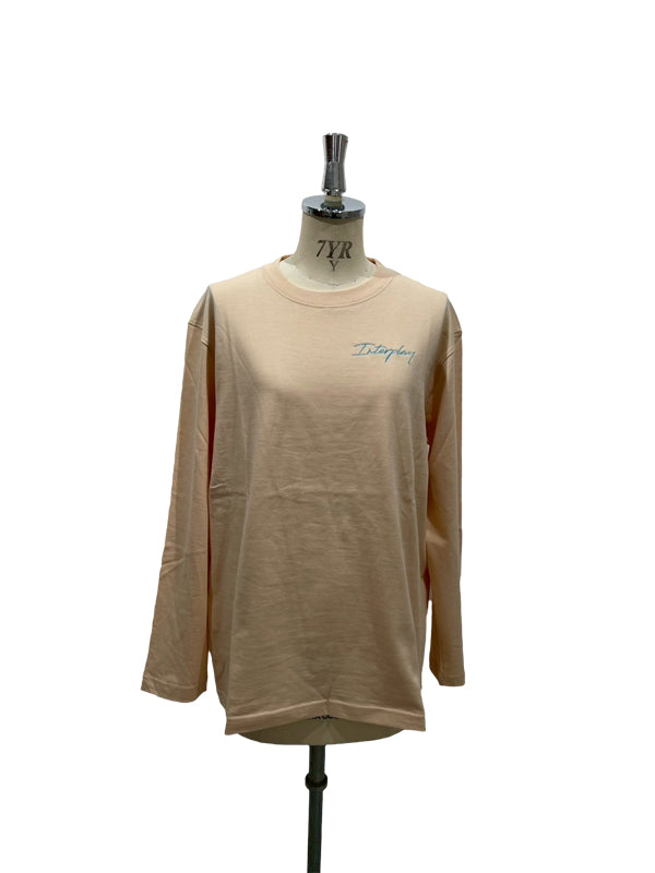 【INTERPLAY】Script EMB. LOGO Long Sleeve Tee Shirt White/Natural/Black 625120020-01/04/19L