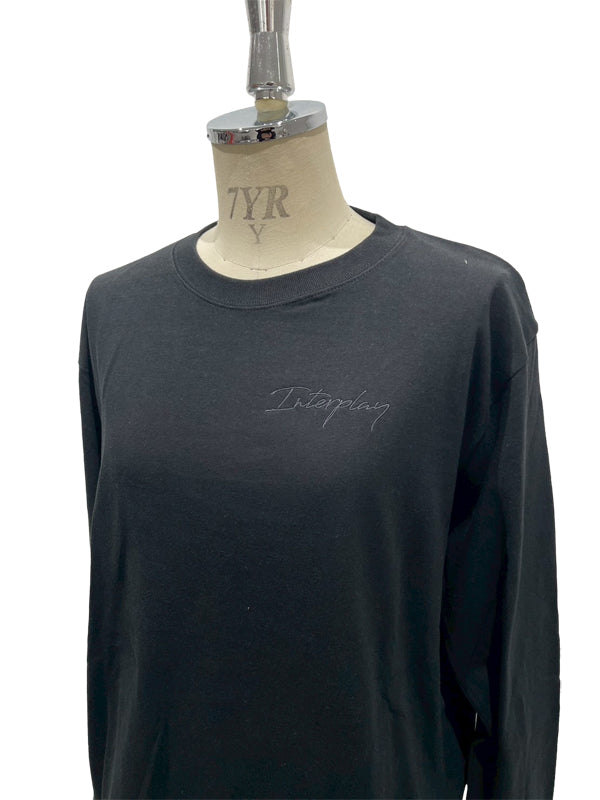 【INTERPLAY】Script EMB. LOGO Long Sleeve Tee Shirt White/Natural/Black 625120020-01/04/19L