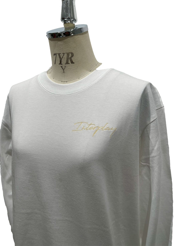 【INTERPLAY】Script EMB. LOGO Long Sleeve Tee Shirt White/Natural/Black 625120020-01/04/19L