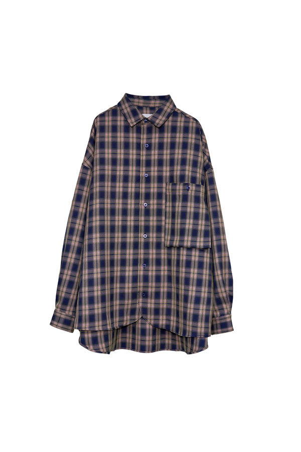 【INTERPLAY】Regular Collar OverSize Shirt【Blur Check】 (UNISEX)-625380003-62/90/93F