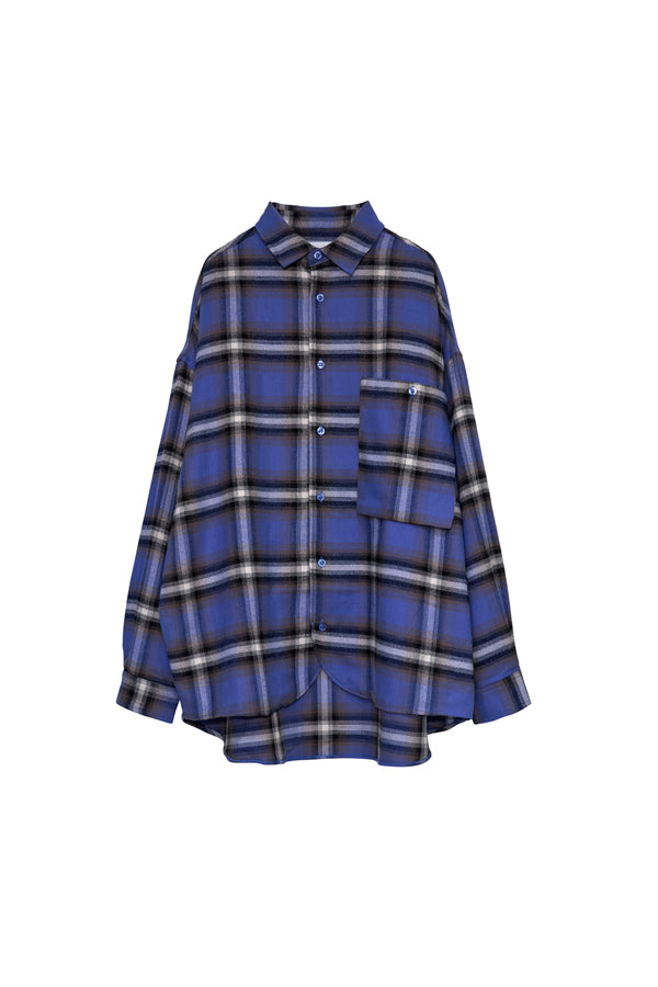 【INTERPLAY】Regular Collar OverSize Shirt【Ombre Check】 (UNISEX)-625380004-12/52/92F