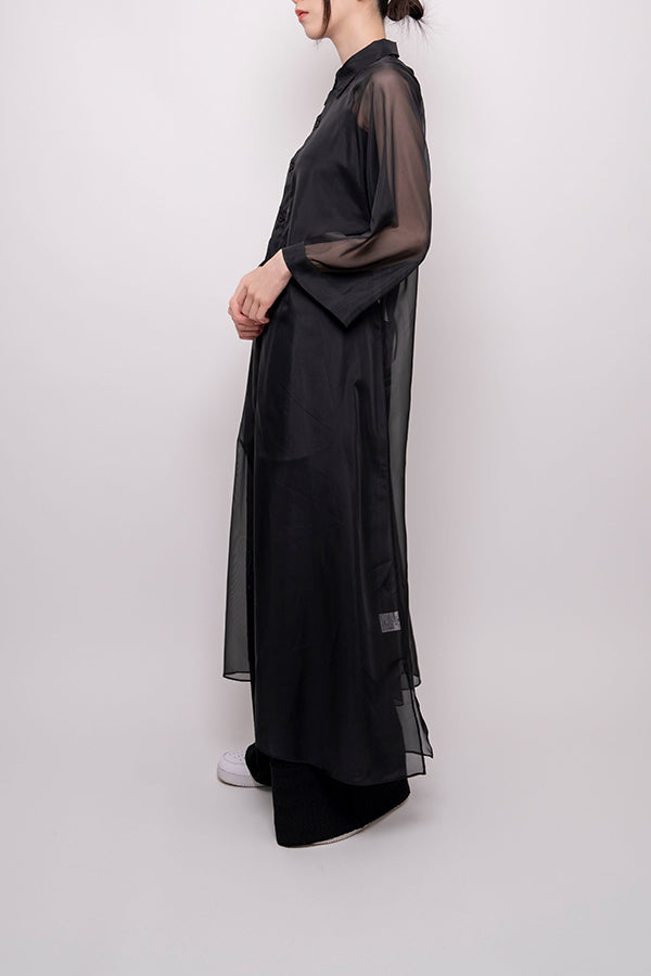 【Nora Lily】 Sheer Shirt One-piece-BLACK-224180081-19