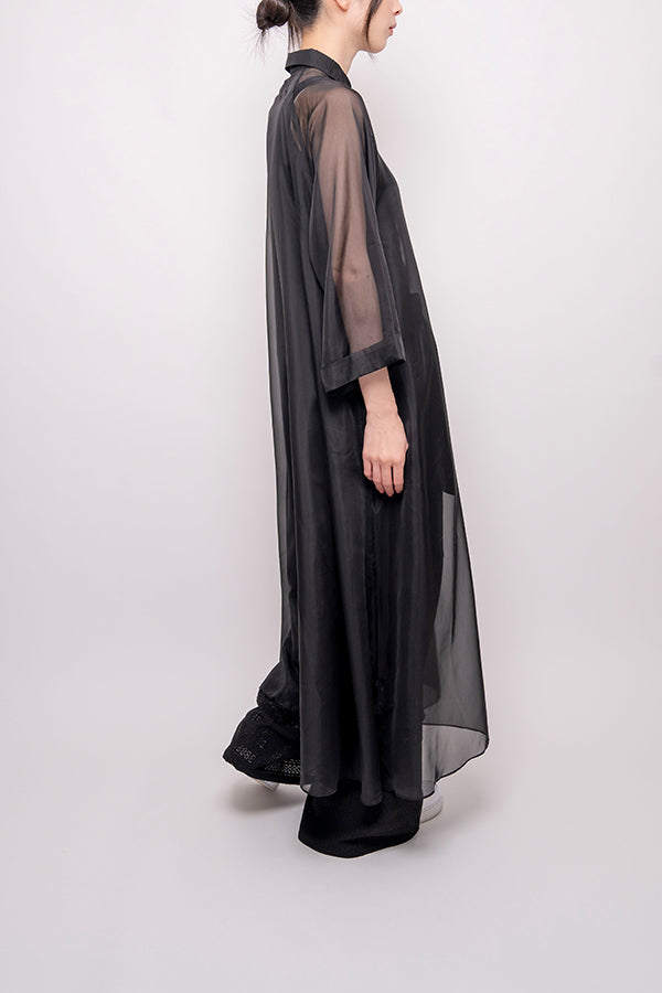 【Nora Lily】 Sheer Shirt One-piece-BLACK-224180081-19
