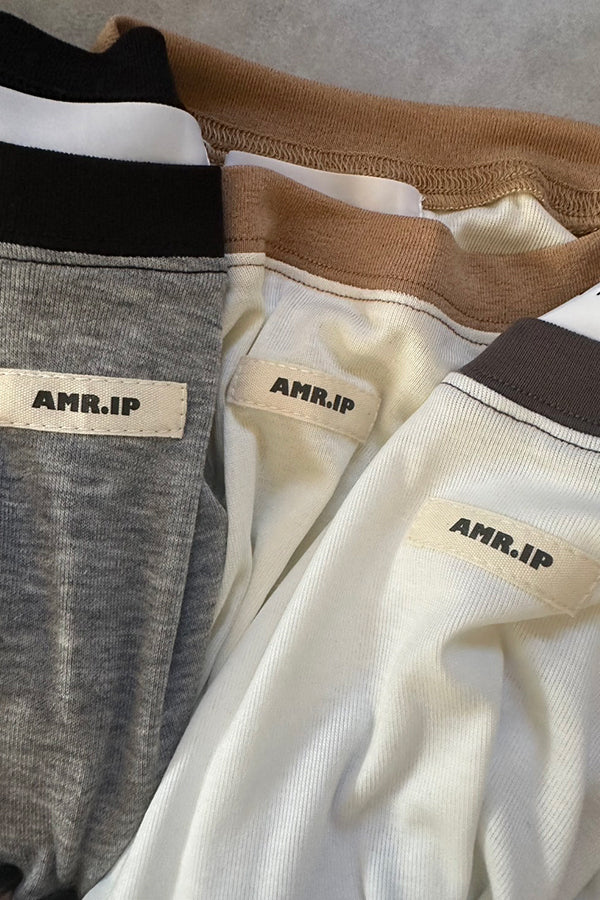 【INTERPLAY x AYA】Loose Raglan Tee-Ivory x Brown-625580005-04F