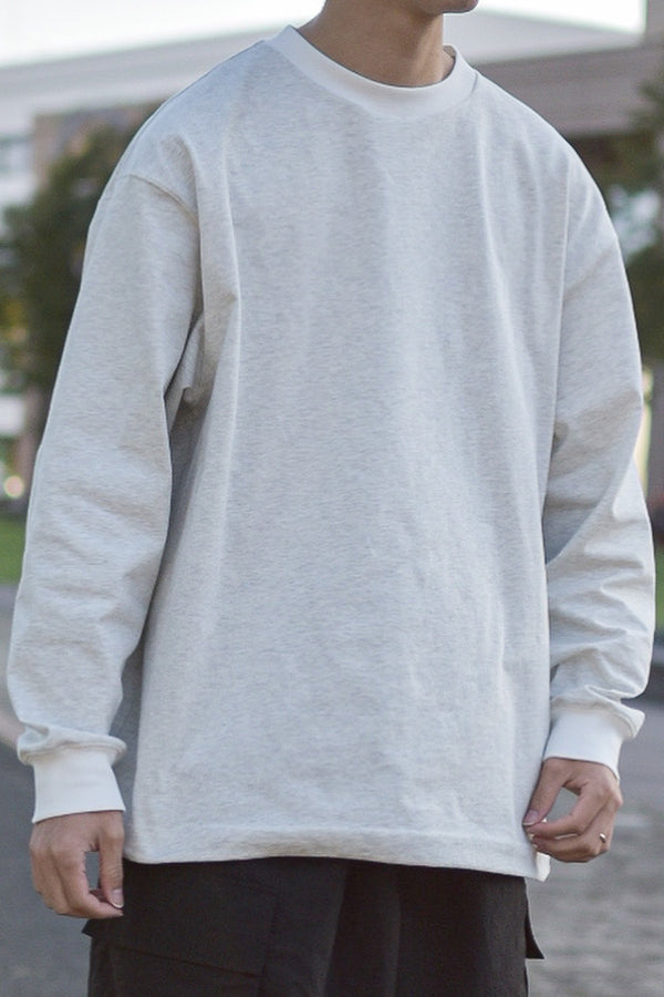 【INTERPLAY x たいが】 Combination Color Drawstring Long Sleeve Tops(UNISEX)-L.GREY- 623580014-11