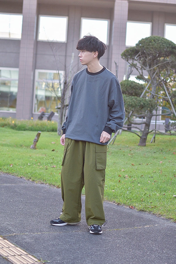 【INTERPLAY x たいが】 Combination Color Drawstring Long Sleeve Tops(UNISEX)-CHARCOAL- 623580014-13