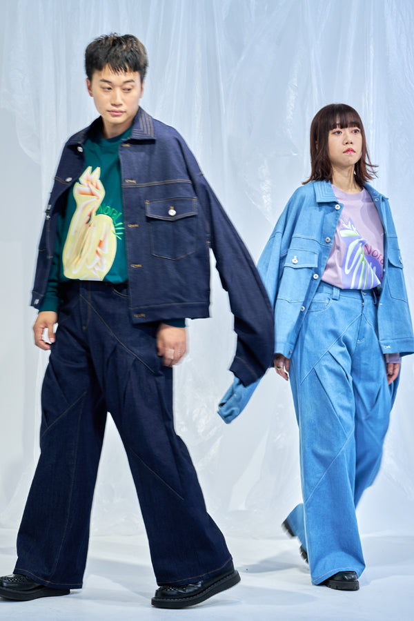 【Nora Lily】Tuck Arm Big Blouson (UNISEX)-Light BLUE DENIM-224542079-90F