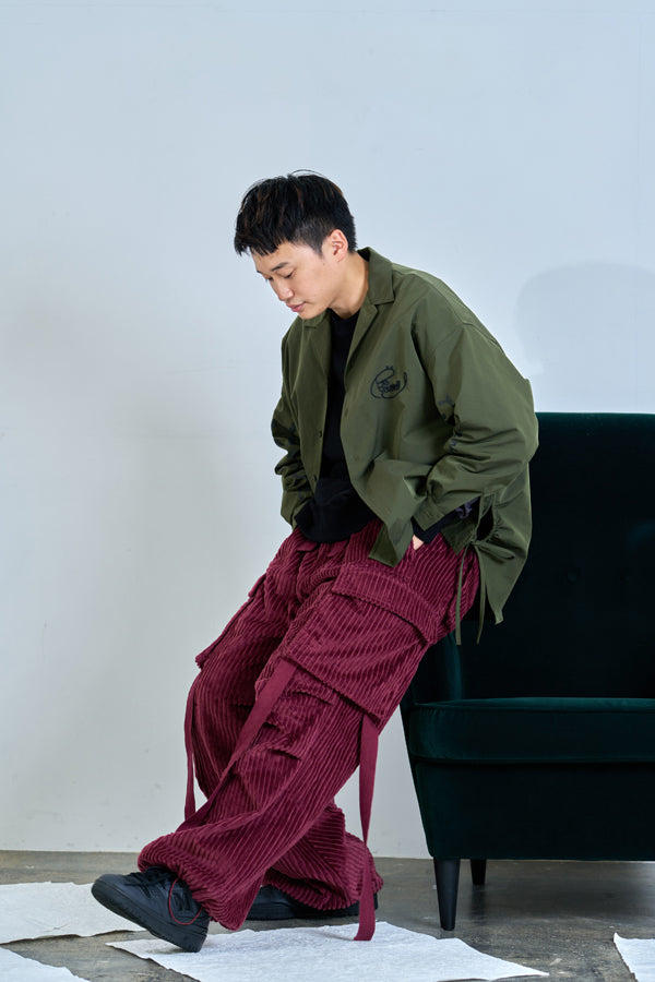 【Nora Lily】Big WELE Corduroy Cargo Pants (UNISEX)-BORDEAUX-224560057-69F