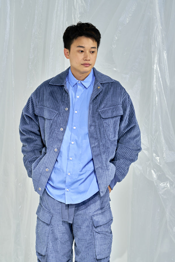 【Nora Lily】Big WELE Corduroy Blouson (UNISEX)-BLUE Grey-224542078-92F