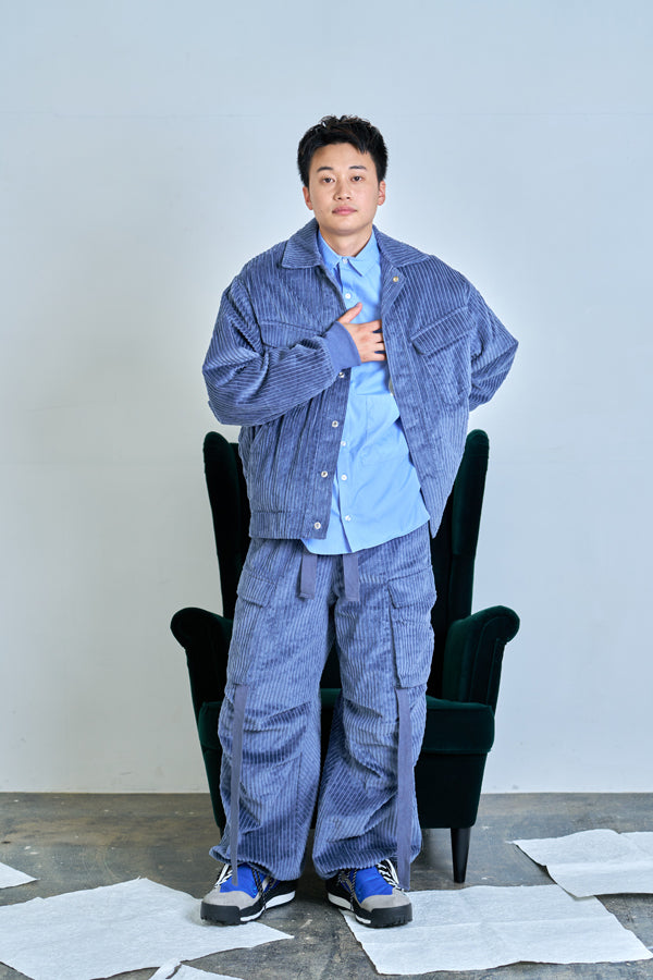 【Nora Lily】Big WELE Corduroy Blouson (UNISEX)-BLUE Grey-224542078-92F