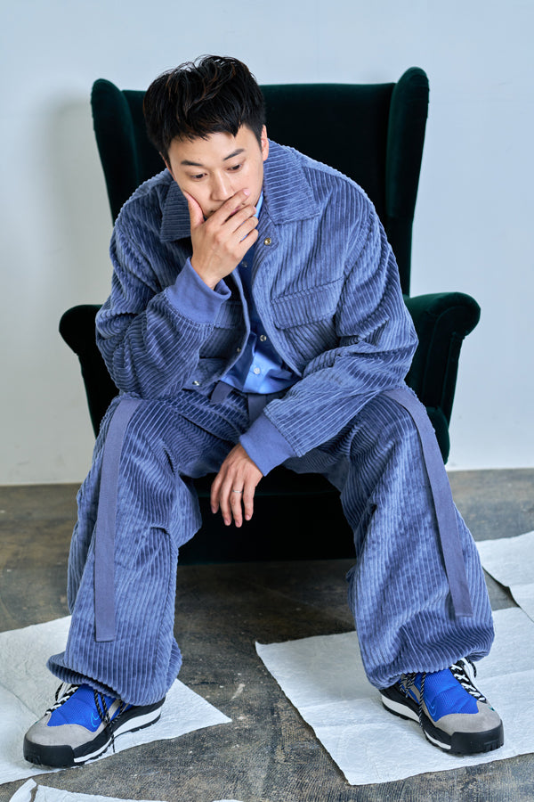 【Nora Lily】Big WELE Corduroy Blouson (UNISEX)-BLUE Grey-224542078-92F