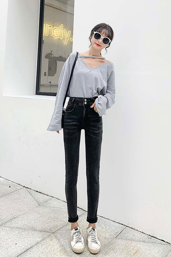 【INTERPLAY "SELECT"】 Ladies' Stretch Skinny 5pocket Denim Pants  -GRY- 621360009-12