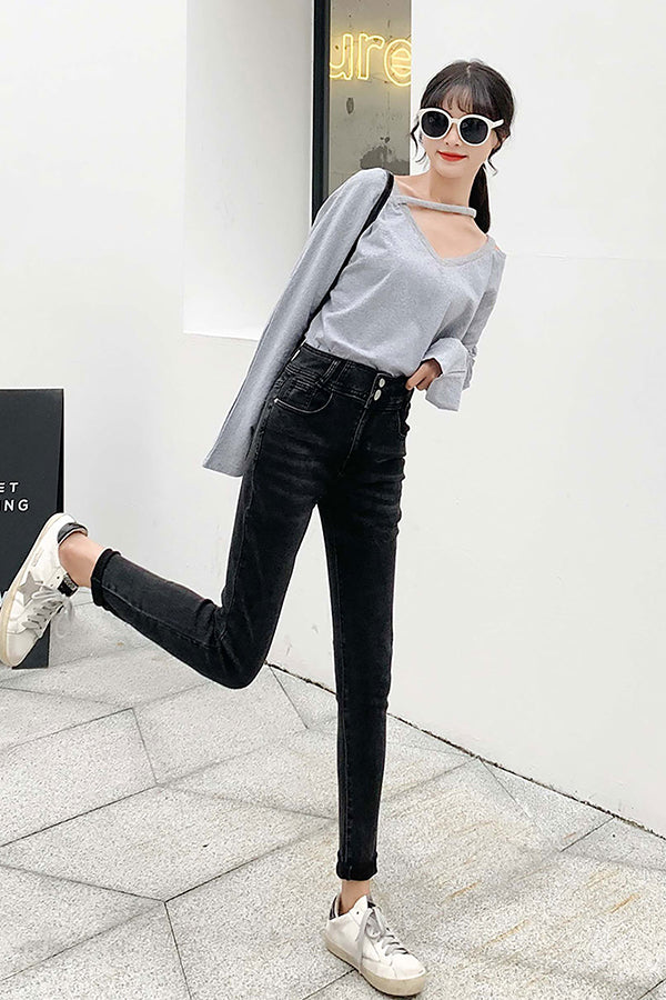 【INTERPLAY "SELECT"】 Ladies' Stretch Skinny 5pocket Denim Pants  -GRY- 621360009-12