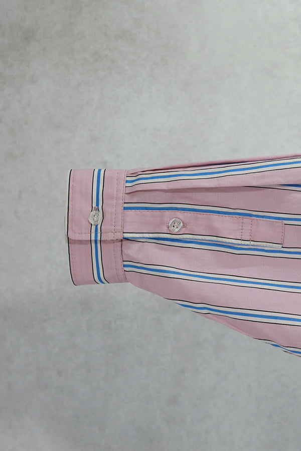 【INTERPLAY】Band Collar Shirt 2 -PINK Multi Stripe- (UNISEX) 622580013-71
