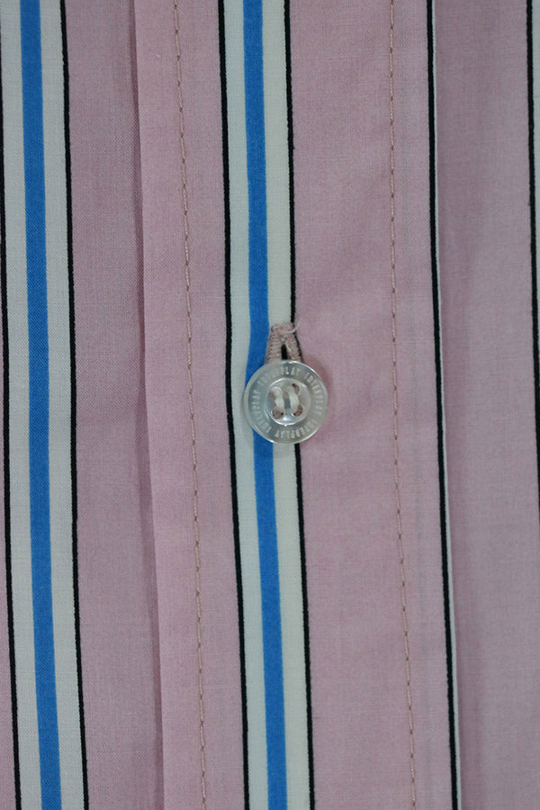 【INTERPLAY】Band Collar Shirt 2 -PINK Multi Stripe- (UNISEX) 622580013-71