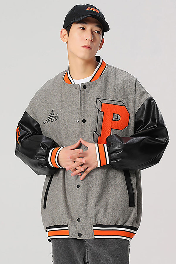【INTERPLAY "SELECT"】「P 86」Loose Letterman Jacket -GRY- (UNISEX) 622580024-12