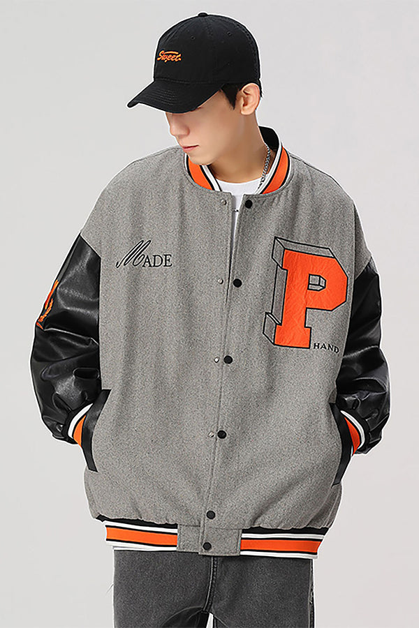 【INTERPLAY "SELECT"】「P 86」Loose Letterman Jacket -GRY- (UNISEX) 622580024-12